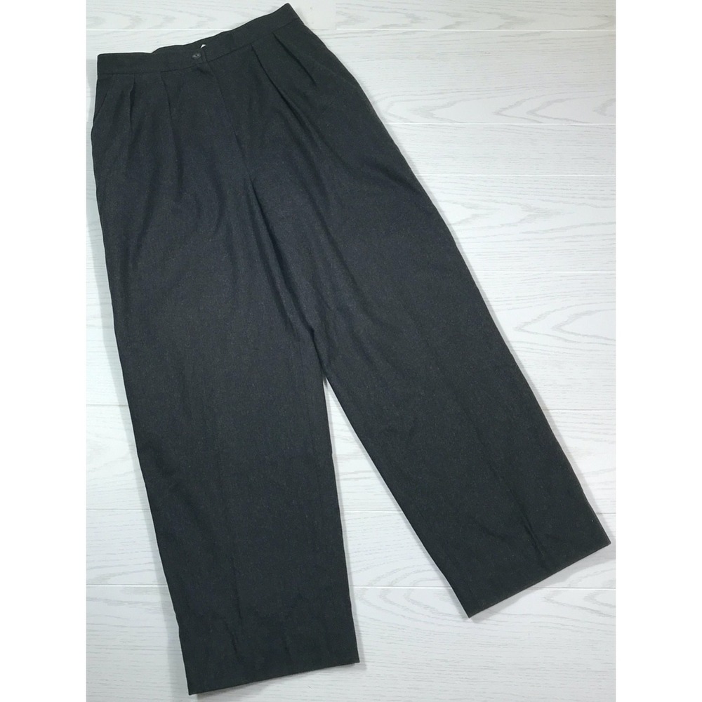 Vintage 90s Pleated Wool Dress Pants Women 12 Jane Justin Gray Lined Baggy Relax